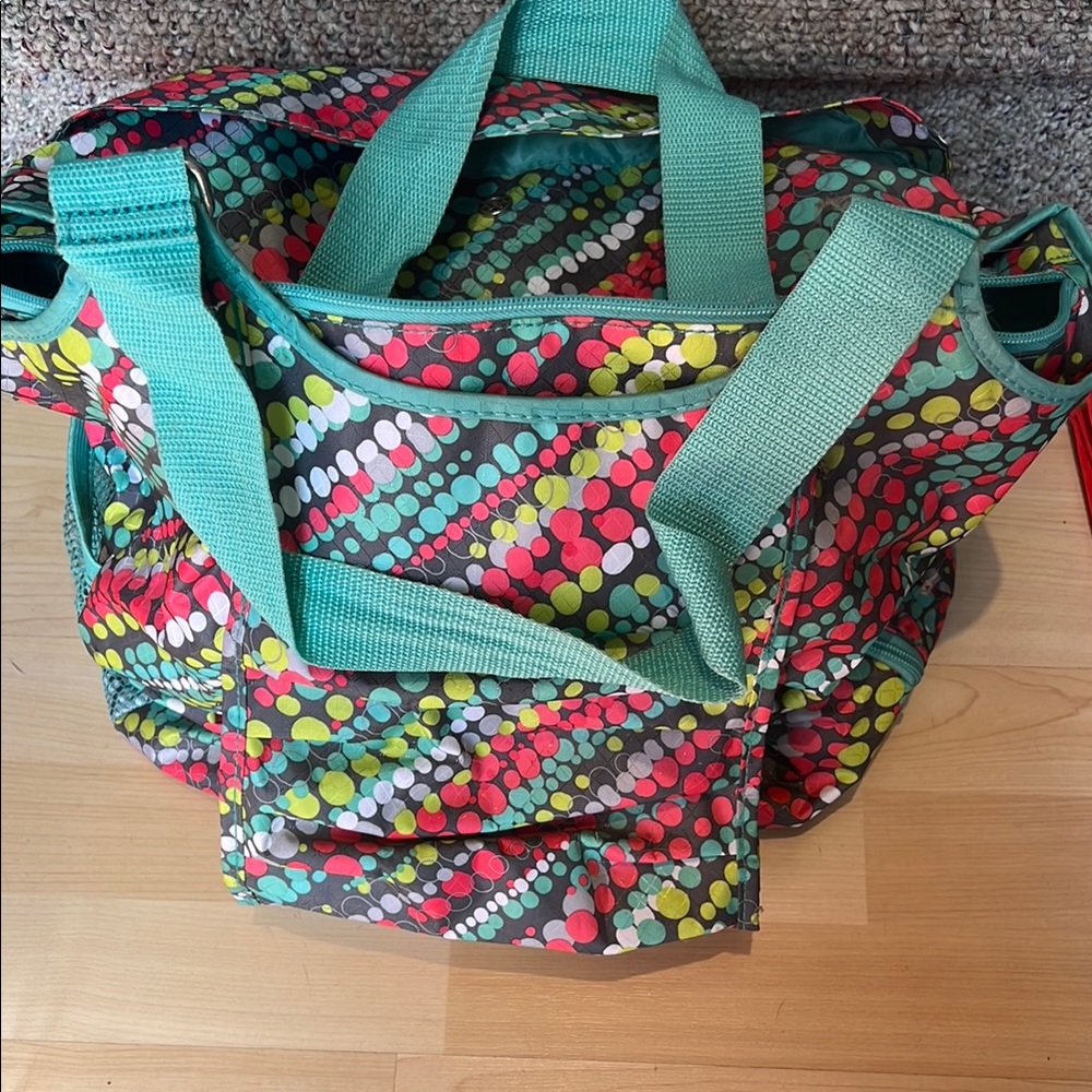 Thirty-One Red and Green Travel Bag with Durable Design